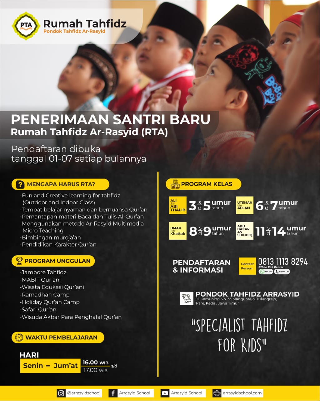 Pendaftaran Calon Siswa Baru Rumah Tahfidz cover